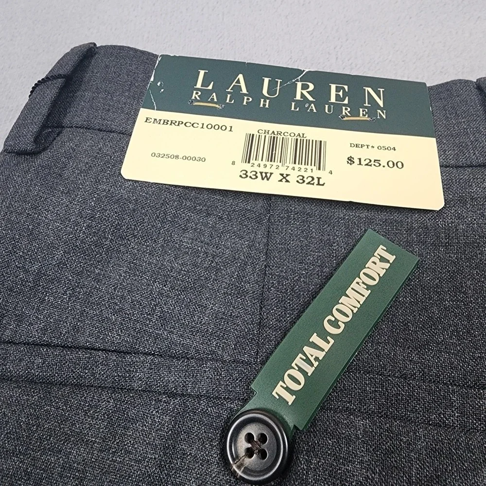 Lauren Ralph Lauren Dress Pants Mens 33x32 Charcoal Gray Total Comfort NWT